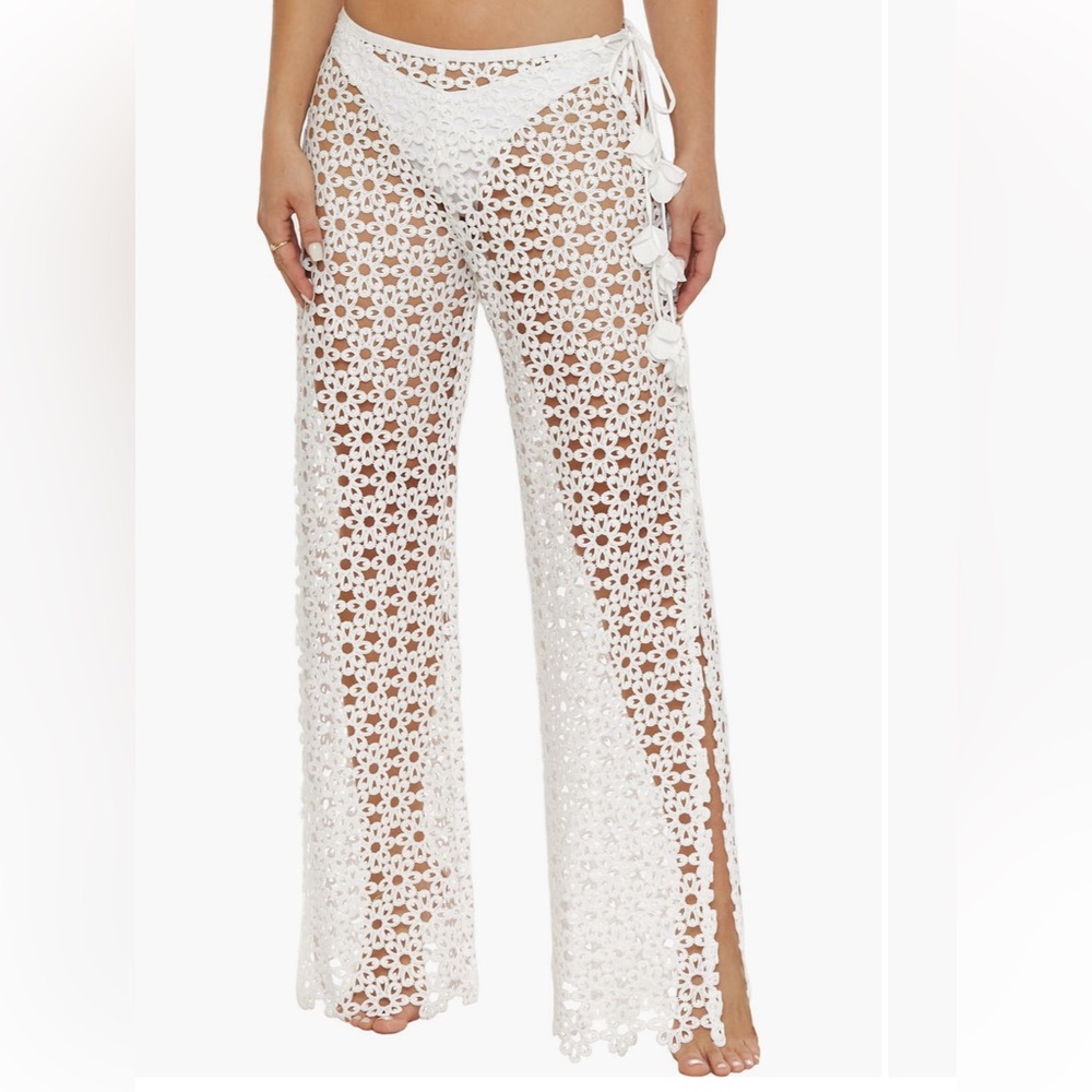 trina turk NEW Chateau floral mesh cover up pants